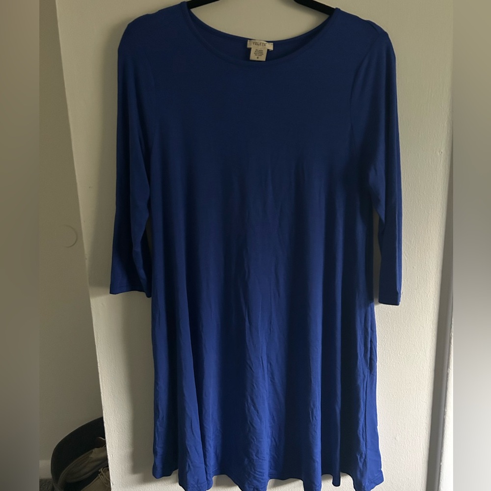 Yelete Cobalt Blue Women’s 3/4 Sleeve Dress Size Small